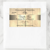 金ゴールド薄茶色の木目製品ラベルハート 長方形シール (バッグ)