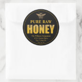 金ゴールド蜂ハニージャールラベルハニービー&養蜂名 ラウンドシール (バッグ)