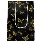 金ゴールド蝶で黒 ミディアムペーパーバッグ (裏面)
