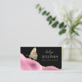 金ゴールド蝶と黒いピンクのアジト 名刺 (スタンド正面)