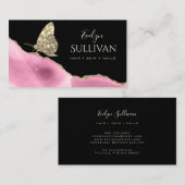 金ゴールド蝶と黒いピンクのアジト 名刺 (正面/裏面)