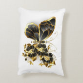 金ゴールド蝶と黒の蘭 アクセントクッション (裏面(縦))