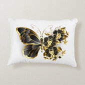 金ゴールド蝶と黒の蘭 アクセントクッション (裏面)