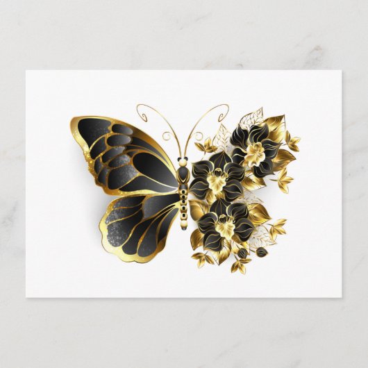 金ゴールド蝶と黒の蘭 アドバイスカード (正面)
