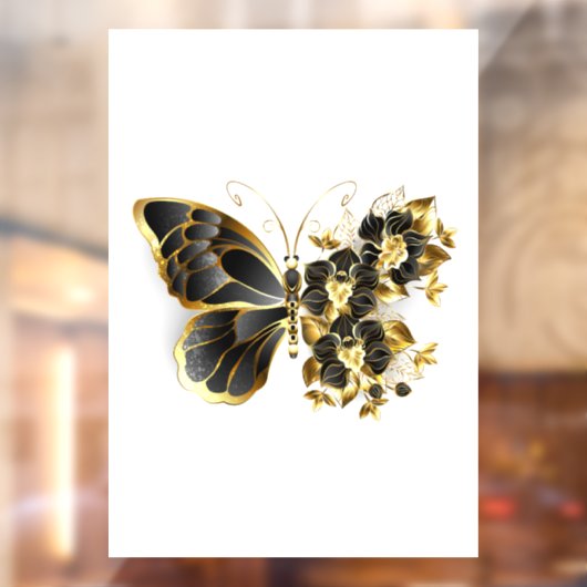 金ゴールド蝶と黒の蘭 ウィンドウサイン (シート2)