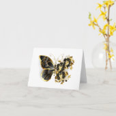 金ゴールド蝶と黒の蘭 カード (黄色い花)