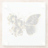 金ゴールド蝶と黒の蘭 ガラスコースター (裏面)