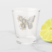 金ゴールド蝶と黒の蘭 ショットグラス (裏面)