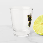 金ゴールド蝶と黒の蘭 ショットグラス (左)