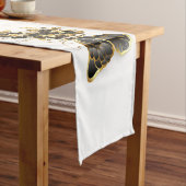 金ゴールド蝶と黒の蘭 ショートテーブルランナー (インサイチュ)