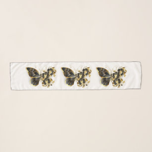 金ゴールド蝶と黒の蘭 スカーフ