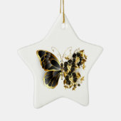 金ゴールド蝶と黒の蘭 セラミックオーナメント (右)