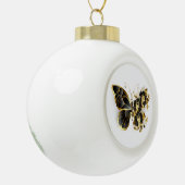 金ゴールド蝶と黒の蘭 セラミックボールオーナメント (左)