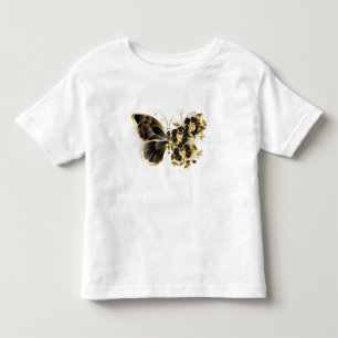 金ゴールド蝶と黒の蘭 トドラーTシャツ