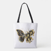 金ゴールド蝶と黒の蘭 トートバッグ (裏面)