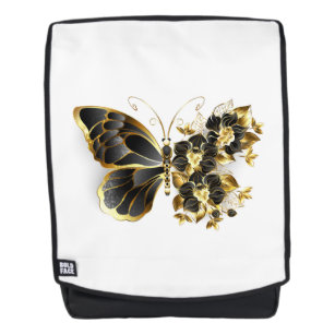 金ゴールド蝶と黒の蘭 バックパック