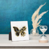 金ゴールド蝶と黒の蘭 フォトプラーク (インサイチュ)