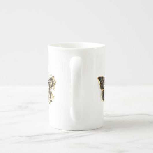 金ゴールド蝶と黒の蘭 ボーンチャイナマグカップ (裏面)