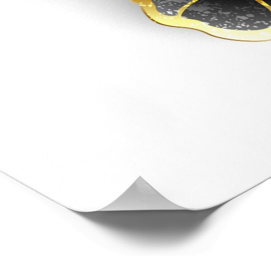 金ゴールド蝶と黒の蘭 ポスター (角)