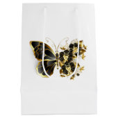 金ゴールド蝶と黒の蘭 ミディアムペーパーバッグ (裏面)