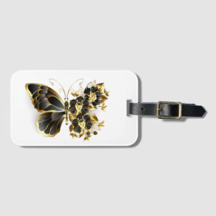 金ゴールド蝶と黒の蘭 ラゲッジタグ
