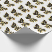 金ゴールド蝶と黒の蘭 ラッピングペーパー (角)