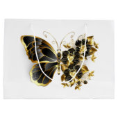 金ゴールド蝶と黒の蘭 ラージペーパーバッグ (裏面)