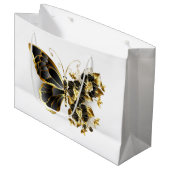 金ゴールド蝶と黒の蘭 ラージペーパーバッグ (正面アングル)
