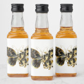 金ゴールド蝶と黒の蘭 リキュールボトルラベル (ボトル)