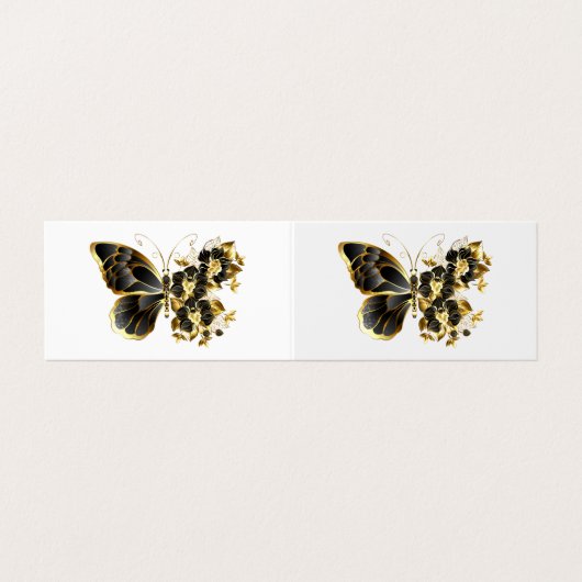 金ゴールド蝶と黒の蘭 名刺 (外部フラット)