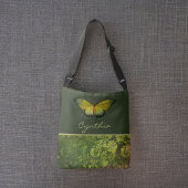 金ゴールド蝶とBoho葉モノグラム クロスボディバッグ