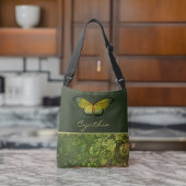 金ゴールド蝶とBoho葉モノグラム クロスボディバッグ