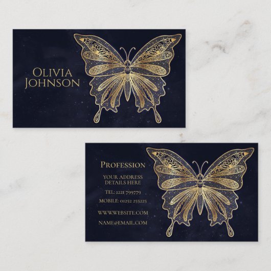 金ゴールド蝶の天の美学 名刺 (正面/裏面)