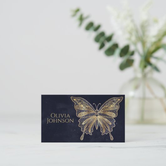 金ゴールド蝶の天の美学 名刺 (スタンド正面)