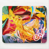 金ゴールド蝶の炎モノグラム液体抽象芸術 マウスパッド (正面)