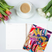 金ゴールド蝶の煙赤モノグラム液体抽象芸術 プランナー手帳