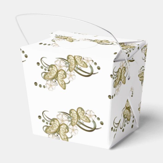 金ゴールド蝶の花のパターン取り出し特典ボックス フェイバーボックス (裏面サイド)