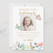 金ゴールド蝶の誕生日パーティーの写真 サンキューカード (正面)