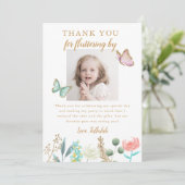 金ゴールド蝶の誕生日パーティーの写真 サンキューカード (スタンド正面)