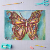 金ゴールド蝶の青い水色 薄葉紙 (クラフト)