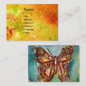 金ゴールド蝶の黄色いキラキラ白い真珠 名刺 (正面/裏面)