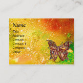 金ゴールド蝶の黄色い緑の赤い茶色のきらめき 名刺 (正面)