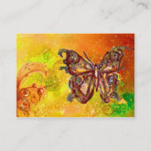 金ゴールド蝶の黄色い緑の赤い茶色のきらめき 名刺 (裏面)