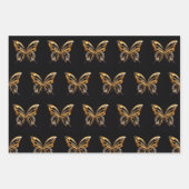 金ゴールド蝶の黒い背景ラッピング紙 ラッピングペーパーシート (正面2)