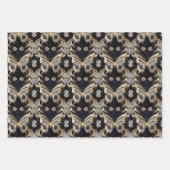 金ゴールド蝶の黒地 ラッピングペーパーシート (正面3)