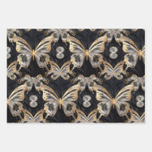 金ゴールド蝶の黒地 ラッピングペーパーシート (正面2)