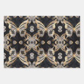 金ゴールド蝶の黒地 ラッピングペーパーシート (正面)