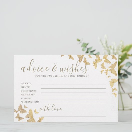 金ゴールド蝶アドバイスゲームミセス・ブライダルシャワー 便箋 (スタンド正面)