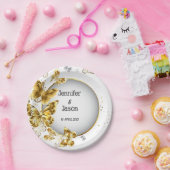 金ゴールド蝶スペシャルユネンス紙プレート ペーパープレート (パーティー)