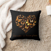 金ゴールド蝶ハート クッション (ブランケット)